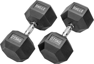 Гантелі Hexagon Studio 55 кг (2x27,5 кг), гумові, чорні