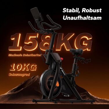 Велотренажер MERACH з магнітним опором, тихий, для дому, 158 кг, з додатком, чорний