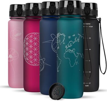 Бутилка для води 720°DGREE uberBottle 1 л з ситечком, зелена, Tritan, BPA-free, герметична, для спорту, фітнесу, університету, велоспорту, outdoor, багаторазова, Softtouch