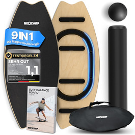 Балансборд NEOLYMP Holz – тренажер для балансу для дорослих та дітей – антиковзаюча поверхня, до 210 кг, 7 рівнів складності, магнітна настройка, чорний