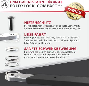 Складаний велосипедний замок FoldyLock Compact 85 см з ключем та кріпленням – високий рівень безпеки для електровелосипеда, самоката та ролика