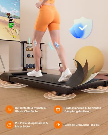 Walking Pad Lacuffy 2.5 HP: біговий доріжки для дому з керуванням через додаток, підтримка 136 кг, чорний, 90 см