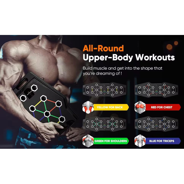 Дошка для віджимань Push Up Board: багатофункціональна дошка 25-в-1 для фітнесу, Pilates Bar, ролики для пресу та еспандери. Професійні тренажери для дому