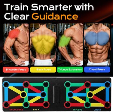 Багатофункціональний тренажер для віджимань 12-в-1 Push Up Board, складаний дошка для тренування м'язів верхньої частини тіла та спалення жиру