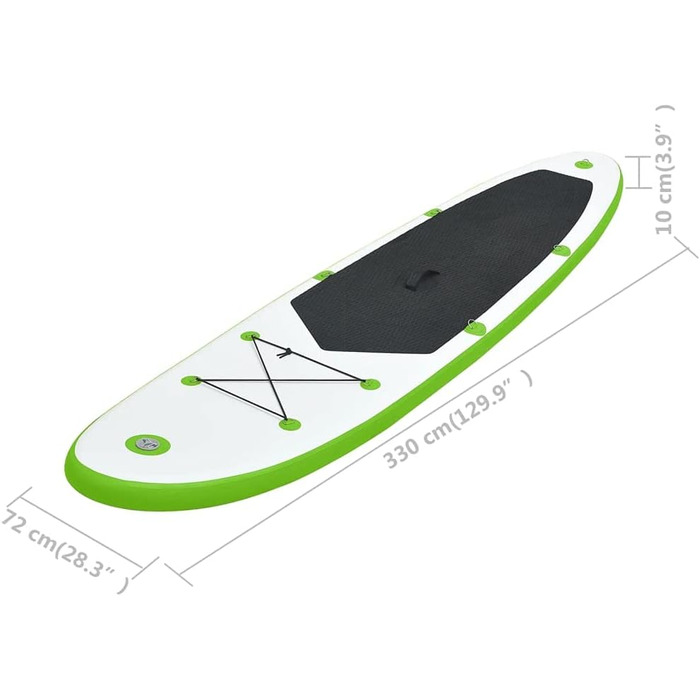 Надувна SUP-дошка для серфінгу vidaXL, комплект, 330x72x10 см, зелена
