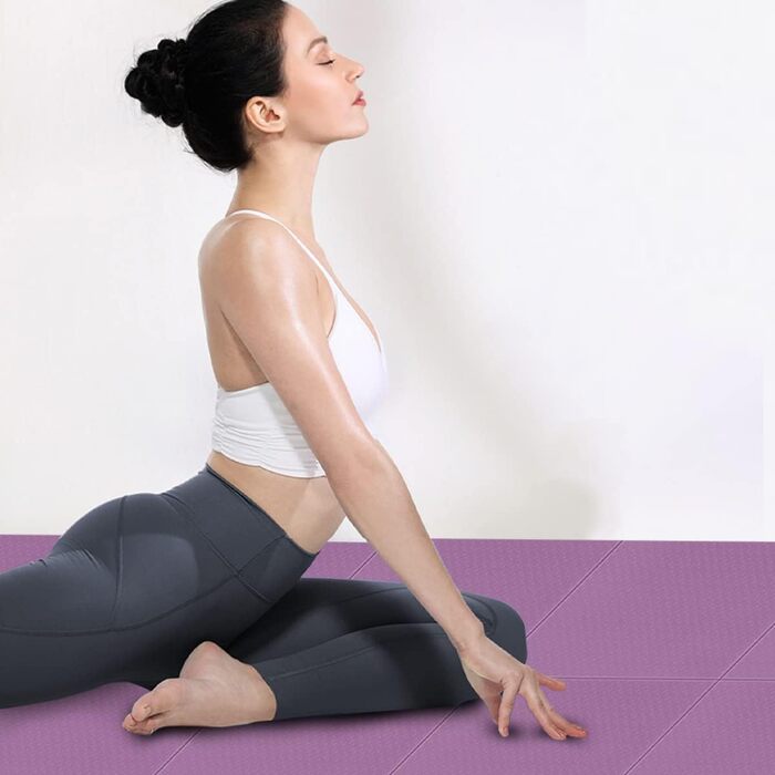 Складаний йога-мат MAXYOGA, нековзний, легкий, екологічний TPE, 183x61x0,6 см, темно-фіолетовий