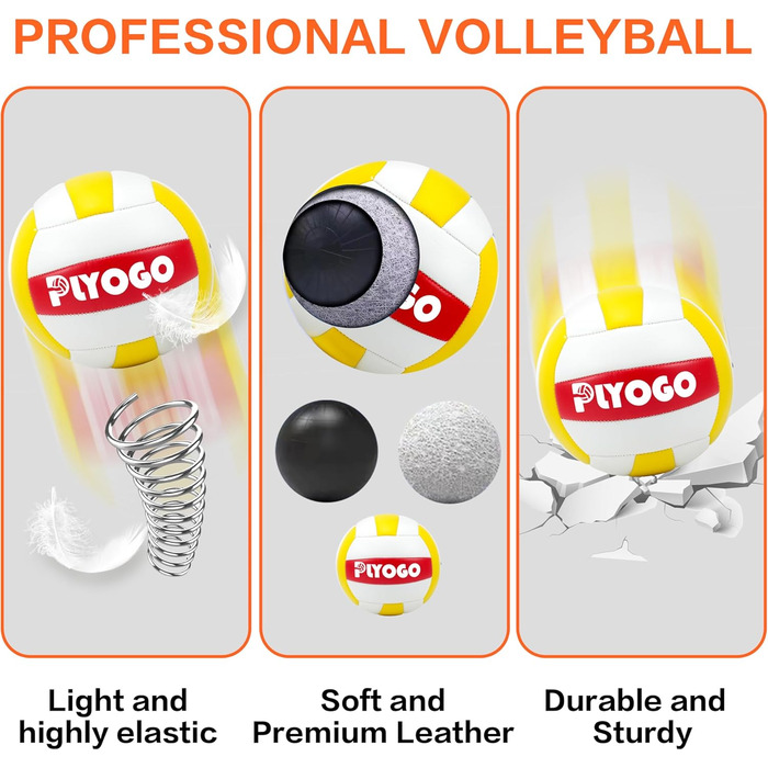 Волейбольна сітка PLYOGO для вулиці, професійний набір, регульовані алюмінієві стійки, анти-саг дизайн, подвійний регулятор натягу, для пляжу та газону