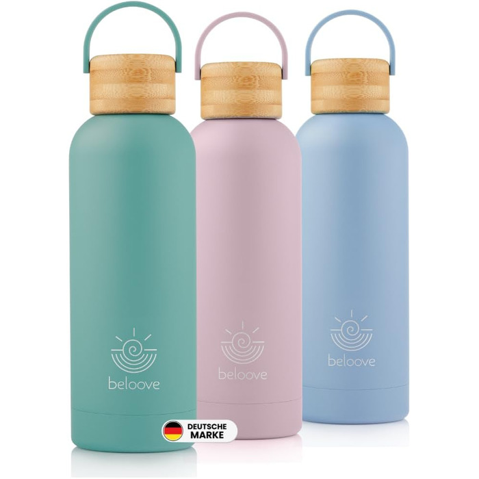 Термос-бутилка beloove з нержавіючої сталі, BPA-free, подвійні стінки, герметична, для газованої води, стійке до подряпин покриття, 500/750 мл