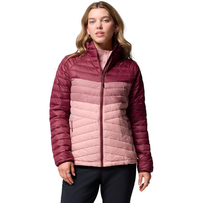 Жіноча зимова куртка-пуховик Columbia Powder Pivot Jacket, темно-синя/рожева, розмір M