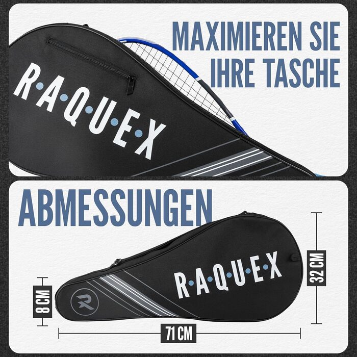 Сумка для тенісу Raquex (синя або чорна) для 2 ракеток + аксесуари, плечовий ремінь