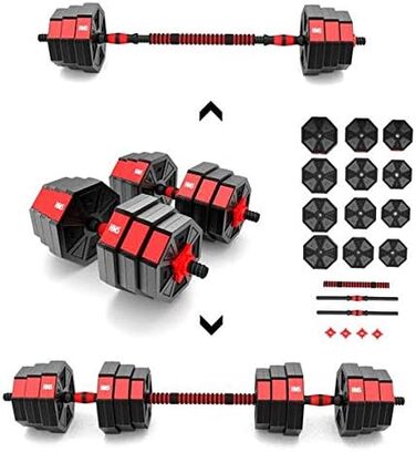Гантелі та штанга HMS Fitness 20 кг з цементними тренувальними дисками, комплект для фітнесу