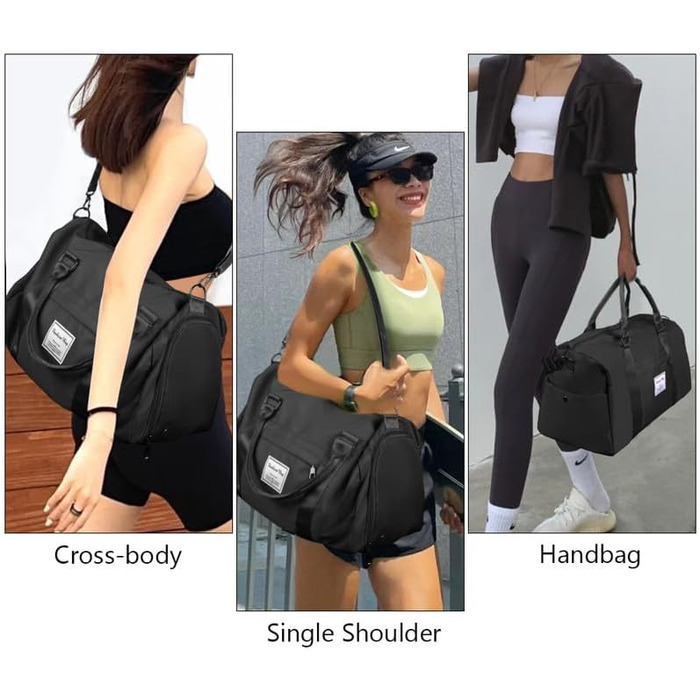 Спортивна сумка Flintronic, дорожня сумка, сумка-мішок з відділенням для взуття та мокрих речей, водонепроникна, для подорожей та спорту, чорна