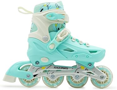 Регульовані роликові ковзани з підсвічуванням коліс - дитячі та дорослі ролики (L (5-7 UK), м'ятний колір)