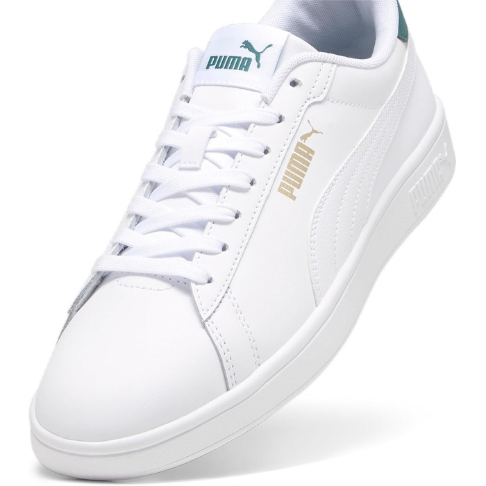 Кросівки PUMA Smash 3.0 L унісекс, білі з малахітовим та золотим кольором, розмір 42 EU