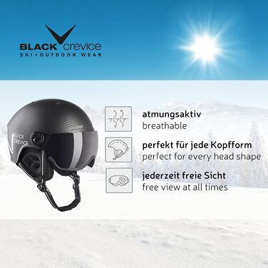 Гірськолижний шолом Black Crevice Kaprun з візором, у стилі пілота, для чоловіків і жінок, унісекс, дихаючий, регульований розмір