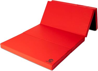 Складаний гімнастичний мат Jeflex 200x100x8 см, німецький, для фітнесу, йоги, дитячої кімнати, червоний/чорний
