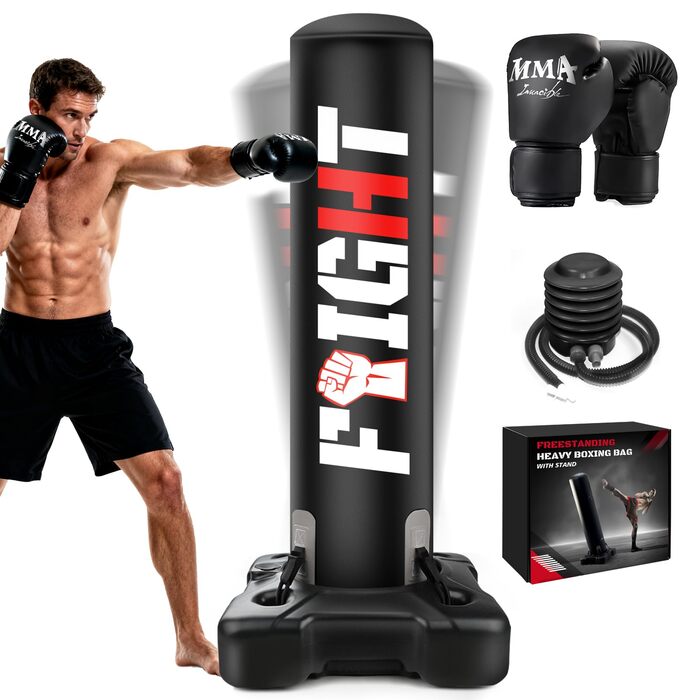 Боксерський мішок стоячий NZQXJXZ 175 см з помпою та рукавичками для боксу, комплект для кікбоксингу, MMA, Муай Тай, домашній спортзал
