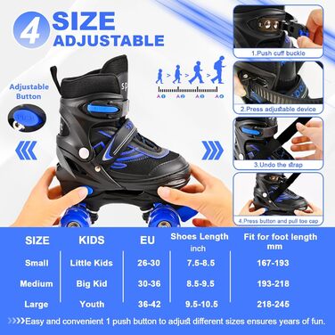 Дитячі ролери Duzskj для хлопчиків та дівчаток, регульовані, з підшипниками, чорний & фіолетовий (L, чорний & синій)