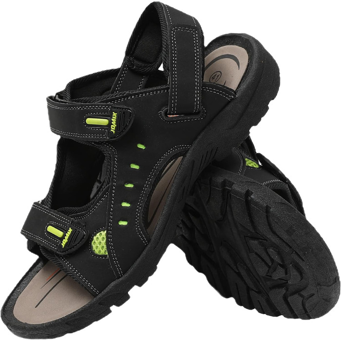 Чоловічі сандалі JOMIX для активного відпочинку на липучках: пляж, гори, подорожі (41 EU, чорні)