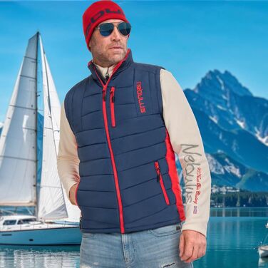 Чоловіча жилетка Nebuus REVIVA, тепла жилетка з блискавкою, чорно-маєвий (L, темно-синій-червоний)