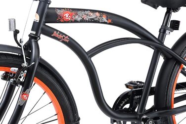 Дитяче велосипед BIKESTAR 24 дюйми для хлопчиків та дівчаток від 6 років | Круізер | Чорний колір