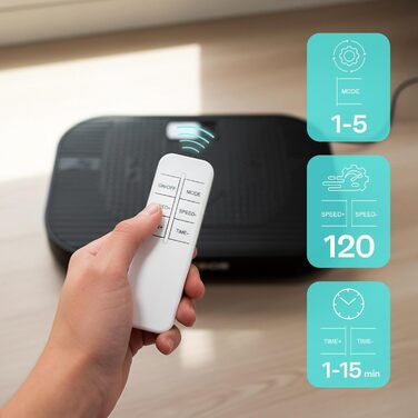 Віброплатформа Meteor для фітнесу вдома: 120 рівнів інтенсивності, 5 програм, 3 зони тренувань, пульт, гумові стрічки, до 160 кг