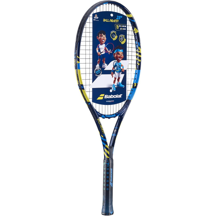 Дитяча тенісна ракетка Babolat Ballfighter 25, синьо-жовта, натягнута, 220 г