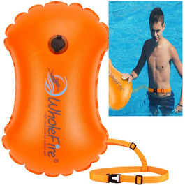 Надувна плавуча шийка WholeFire 20L, водонепроникна сумка для плавання, висока видимість, для водного спорту, триатлону, каякінгу та снорклінгу (світло-помаранчевий)