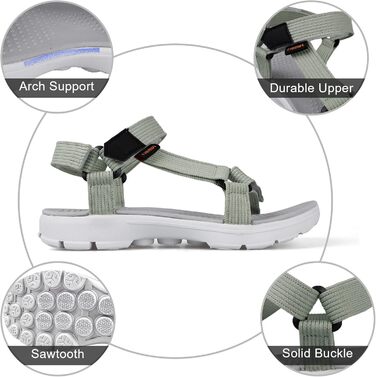 Жіночі сандалі Rieker для активного відпочинку та трекінгу, зелені, 39 EU