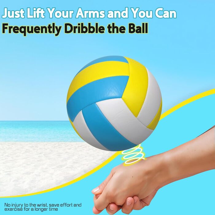 Волейбольний м'яч для пляжу та залу: тренувальний, розмір 5, з рюкзаком та насосом