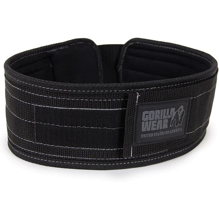 Пояс для бодібілдингу та фітнесу Gorilla Wear 4'' нейлоновий, чорний, для чоловіків і жінок