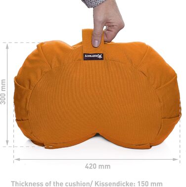 Подушка для йоги BODYMATE Halbmond 42x30x15 см, помаранчева – гречана лузга, бавовняний чохол (машинне прання)