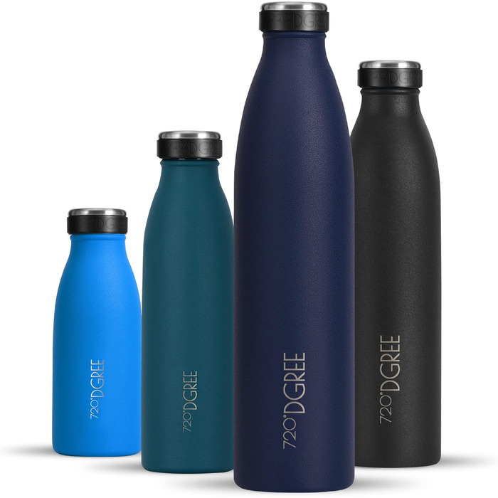 Термобутилка 720°DGREE milkyBottle 750 мл, нержавіюча сталь, BPA-free, герметична, для газованих напоїв, спорту, школи, фітнесу, кемпінгу, чорна матова