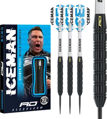 Дротики Red Dragon Gerwyn Price Iceman з латуні, сталевий наконечник, чорні