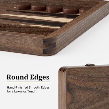 Преміум набір для гри в нарди з чорного горіха - розкішний дорожній набір (з кубиками та подвійниками)