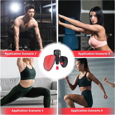 Тренування стегон та тазового дна: тренажер для дому з регульованими ременями та ручками (чорний + червоний)