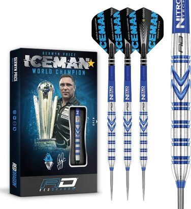 Дротики для дартсу RED DRAGON Gerwyn Price Iceman Originals, вольфрамові, 24 г, з крилами та стрижнями