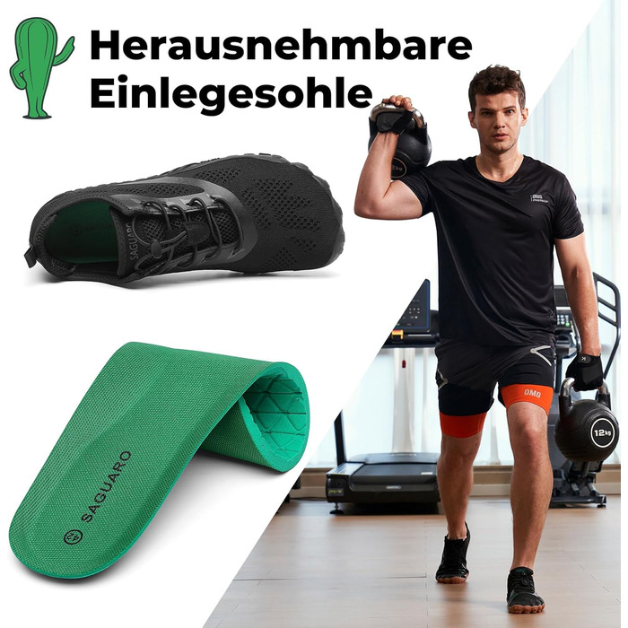 Взуття SAGUARO для трейлраннінгу та активного відпочинку (унісекс), Zehenschuhe, Zero-Drop, розмір 41 EU (Vantaschwarz)
