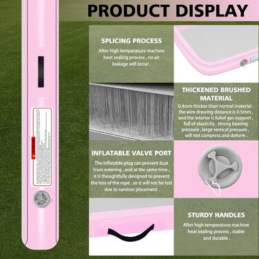 Надувний килимок для гімнастики BPB з електричним насосом. 10 футів. Килимок для акробатики, тренувань, гімнастики, йоги, пілатесу, бойових мистецтв та відпочинку на пляжі. Розмір: 300x100x10 см