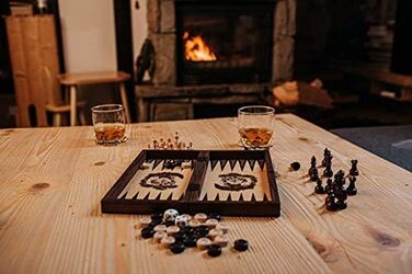 3-в-1 Шахи, Нарди, Шашки Master of Chess | Дорожній набір 26 см | Ручна робота для дітей і дорослих