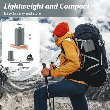 Ізомат FTSMTK самонадувна з помпою, 12 см товщина, для кемпінгу, ультралегка, компактна, надувна, спальний килимок для відпочинку на природі сірого кольору