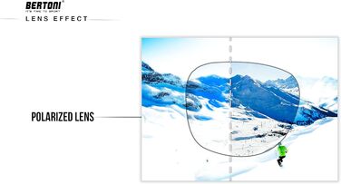 Поляризовані сонцезахисні окуляри BERTONI ALPS для гір, льодовиків, трекінгу, чорні з синім дзеркальним покриттям, Італія