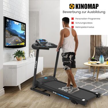 Біговий тренажер Care Fitness: електричний, з нахилом, складаний, 12 програм, швидкість 14 км/год, блакитний