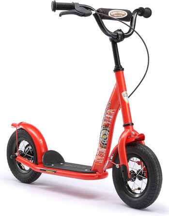 Дитячий роликовий самокат STAR SCOOTER з повітряними колесами (10 дюймів) для хлопчиків та дівчаток 4-5 років | Класичний самокат | Червоний