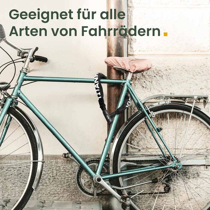 Замок для велосипеда Titanker, висока безпека, ланцюговий замок для дітей, проти крадіжок, з 2 ключами, 950мм x 6мм