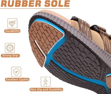 Чоловічі трекінгові сандалії KuaiLu: зручні, ортопедичні, для підтримки стопи при фасціїтусі, для активного відпочинку, літні, легкі, з відкритими пальцями, з регульованою застібкою-липучкою, розмір 48 EU, хакі-коричневі