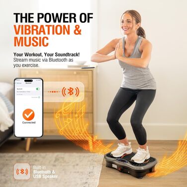 Віброплатформа для схуднення та фітнесу Whole Body Workout: вібраційна машина з Bluetooth-динаміком, пультом та еспандерами для лімфодренажу та тонусу тіла