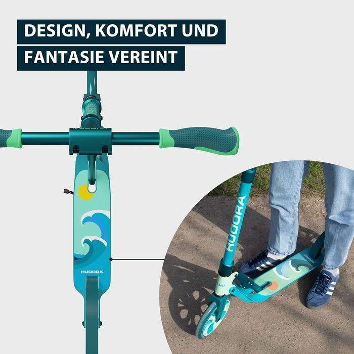 Самокат HUDORA BigWheel 205 Advanced Daydream - для дорослих та дітей до 100 кг, складаний, з регульованою висотою