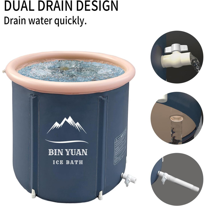 Надувна складана ванна 75x75 см для еко-відпочинку: ванна для льодяного душу, SPA, сауни та відпочинку на природі