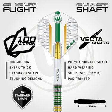 Професійний набір дартсів WINMAU Xenon 90% вольфраму з мішенями і хвостовиками, вага 18г (м'який наконечник), 23г, 24г, 25г (сталевий наконечник)